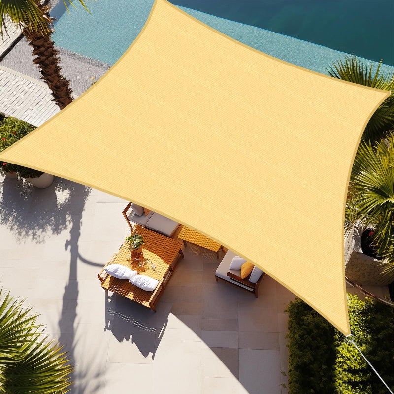 Shade&Beyond Rectangle Sun Shade Sail 12'X16' Permeable Canopy Sand for Patio Garden Yard Deck Pergola (We Make Custom Size) - Image 1